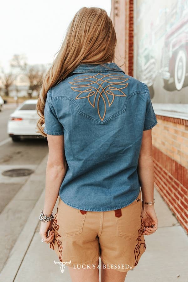 Denim Darling Pearl Snap Top