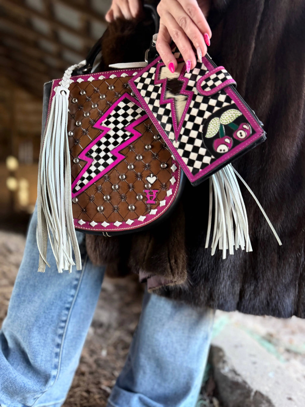 Pink Electric Rodeo Fringe Tote