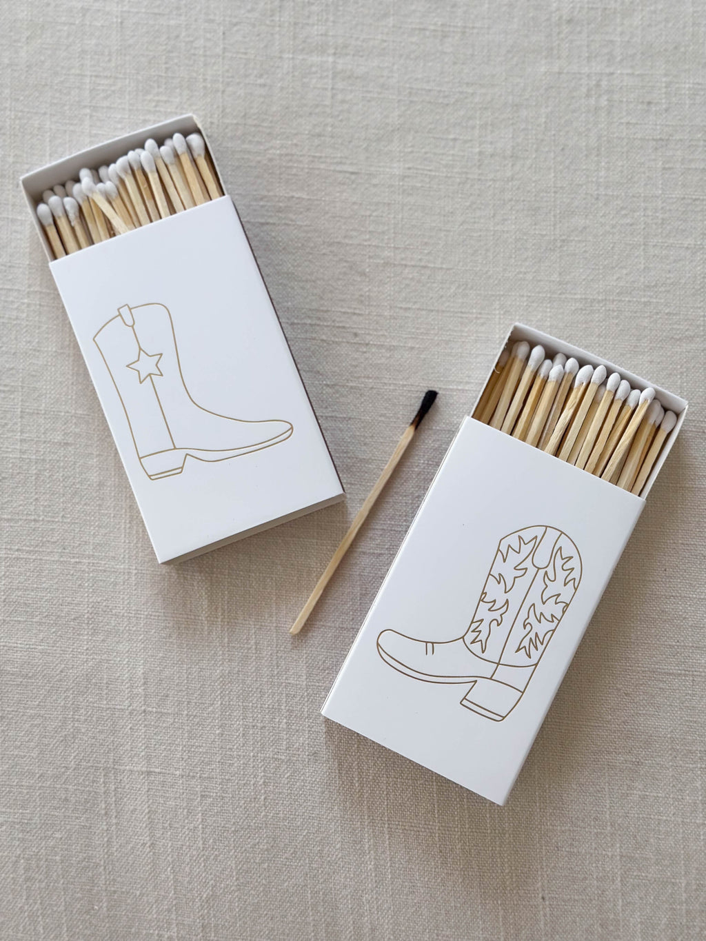 Stable Style White Oversized Cowboy Boot Safety Matches for Lighting Candles