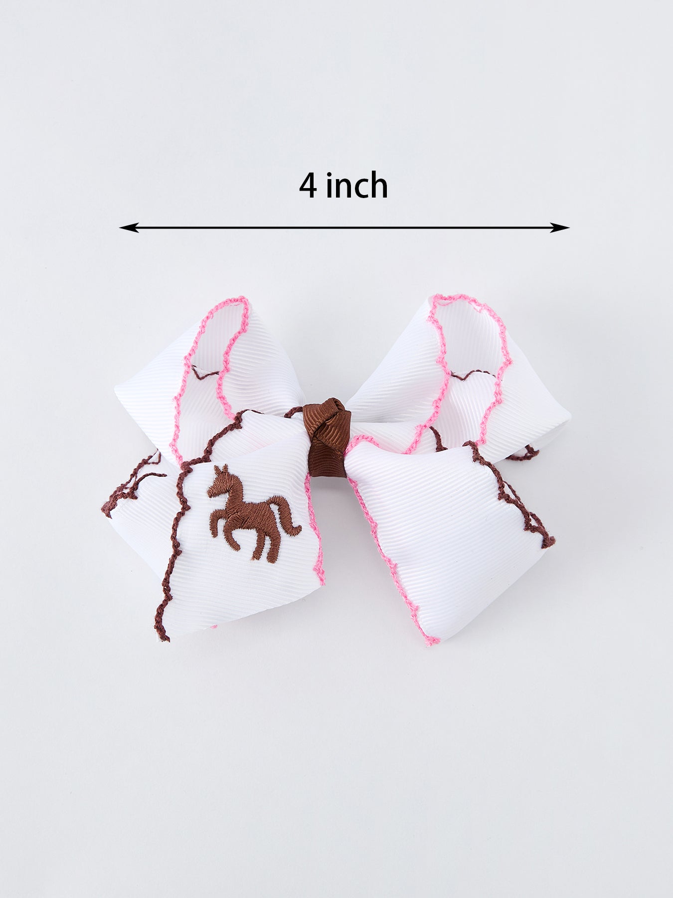 Western Horse Embroidery Ruffle Edge Girls Hairpin 4/6.25 Inches
