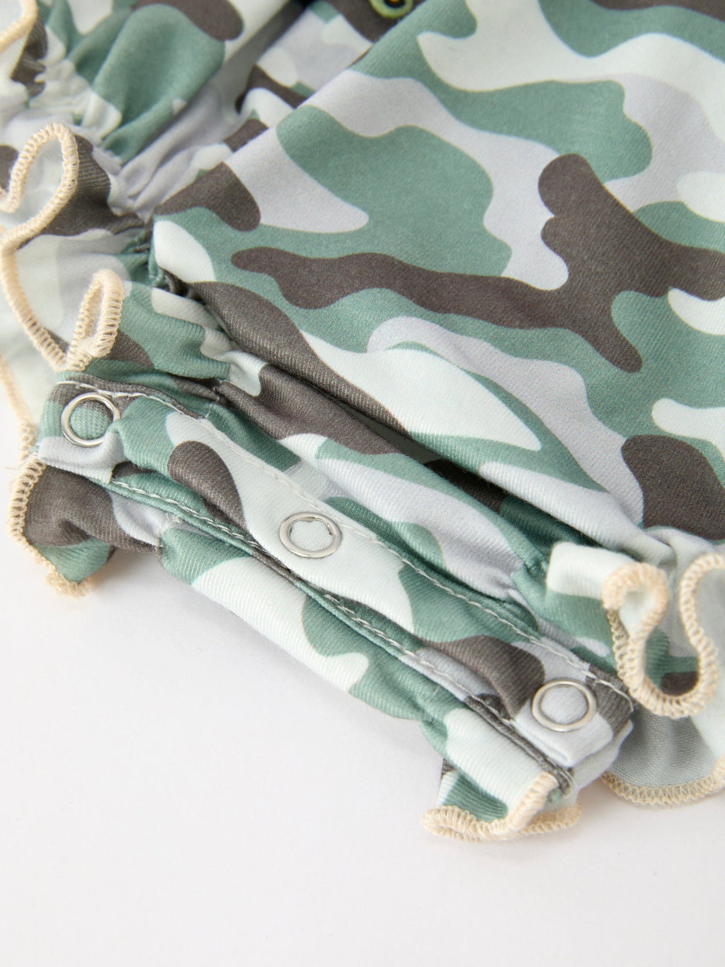 Fall Camo Bow Girls Ruffle Bubble Romper