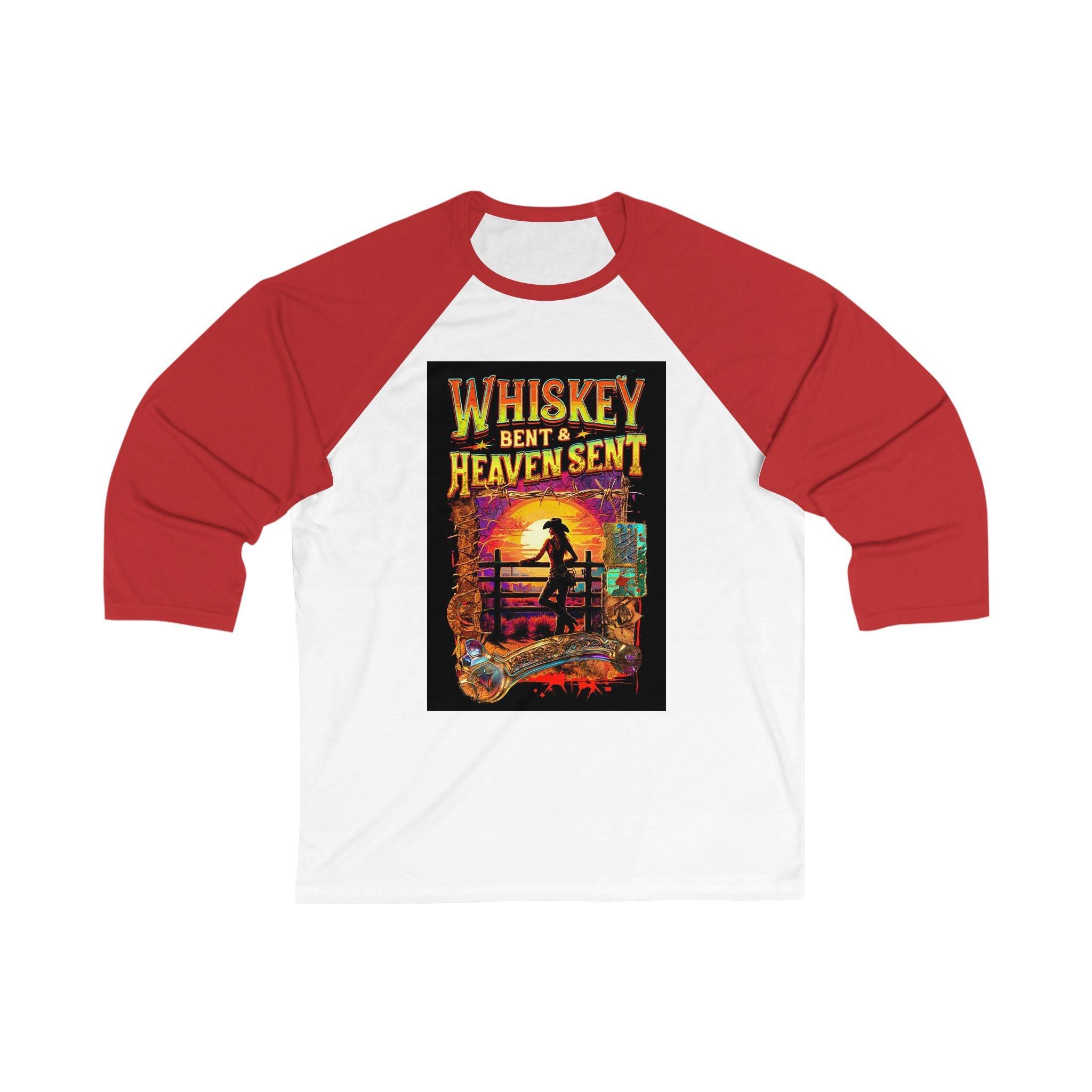 Whiskey Bent and Heaven Sent Women Three Quarter Sleeve Baseball Tee Casual WBHS304