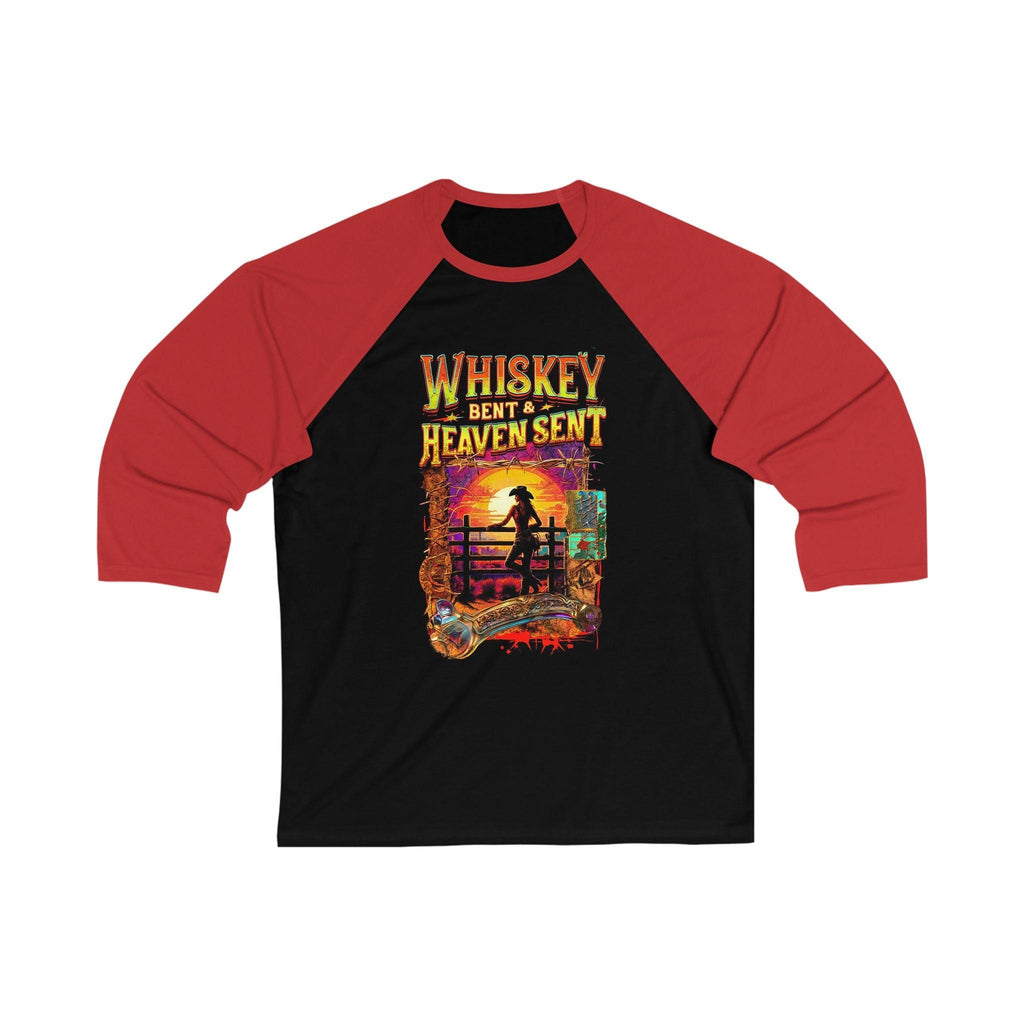 Whiskey Bent and Heaven Sent Women Three Quarter Sleeve Baseball Tee Casual WBHS304
