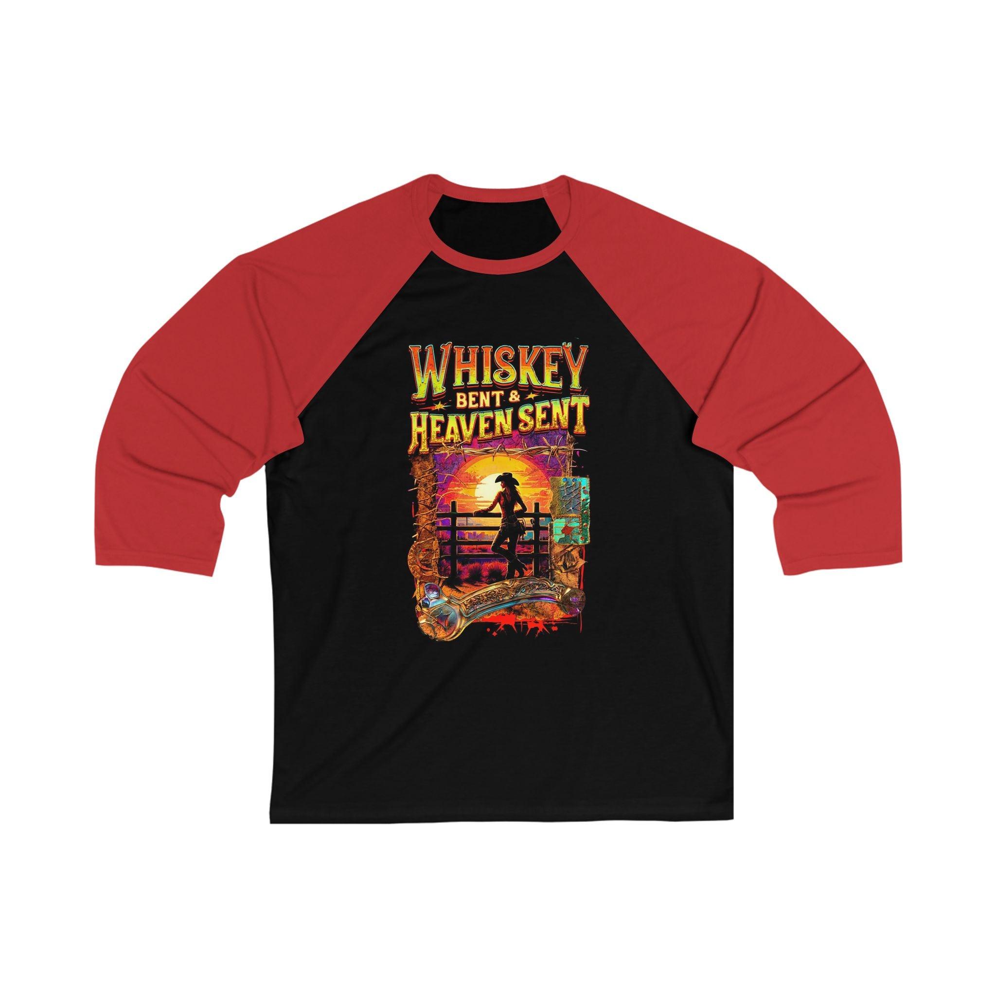 Whiskey Bent and Heaven Sent Women Three Quarter Sleeve Baseball Tee Casual WBHS304
