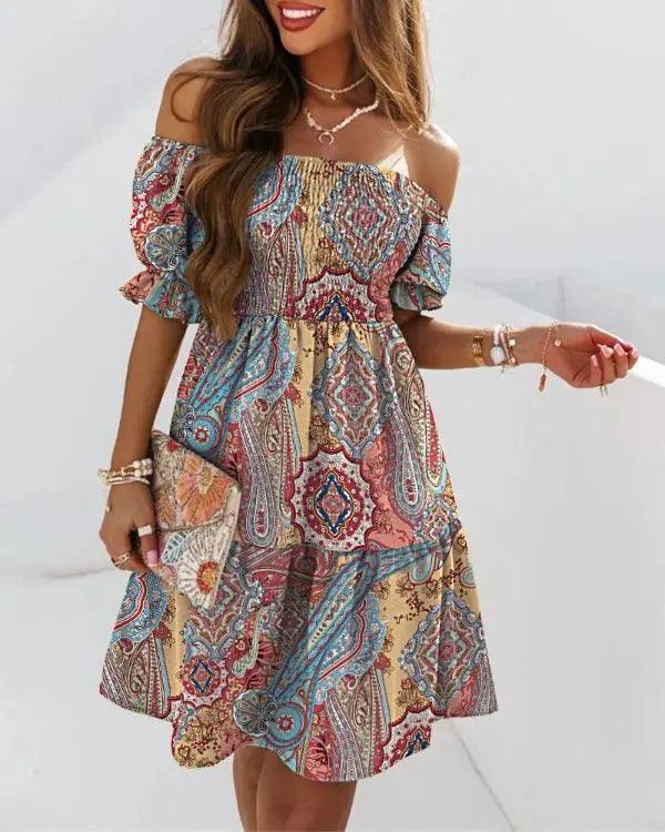 Boho Breeze Off-Shoulder Dress Casual Wear BB-OD01