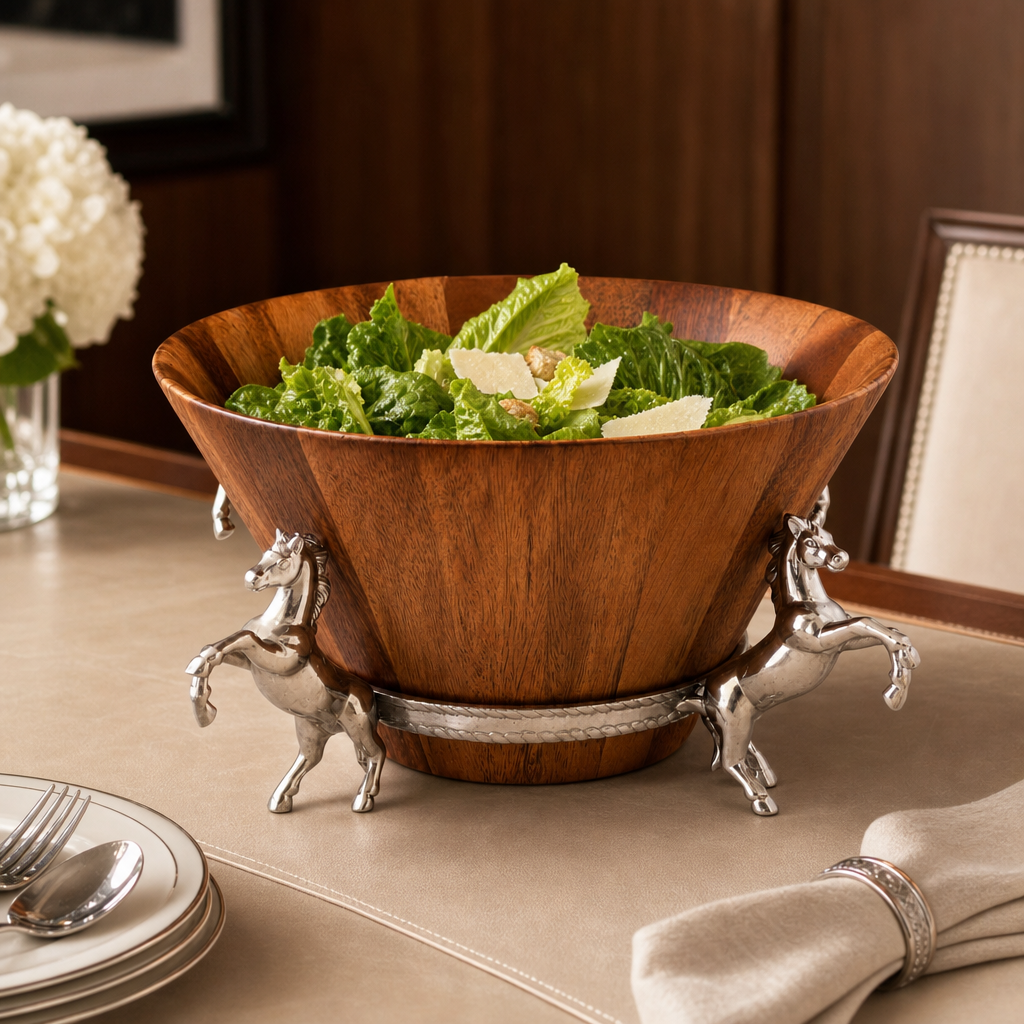 Horse Wood Tall Salad Bowl