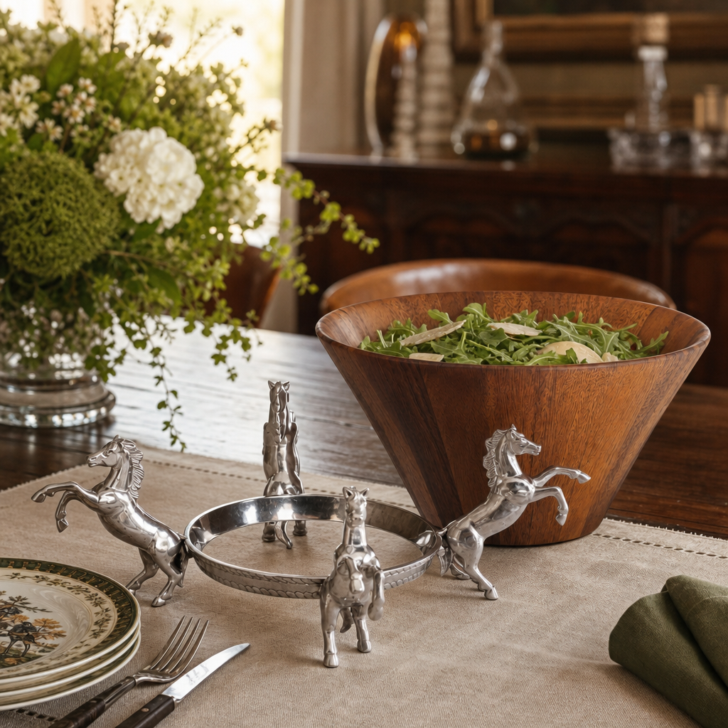 Horse Wood Tall Salad Bowl