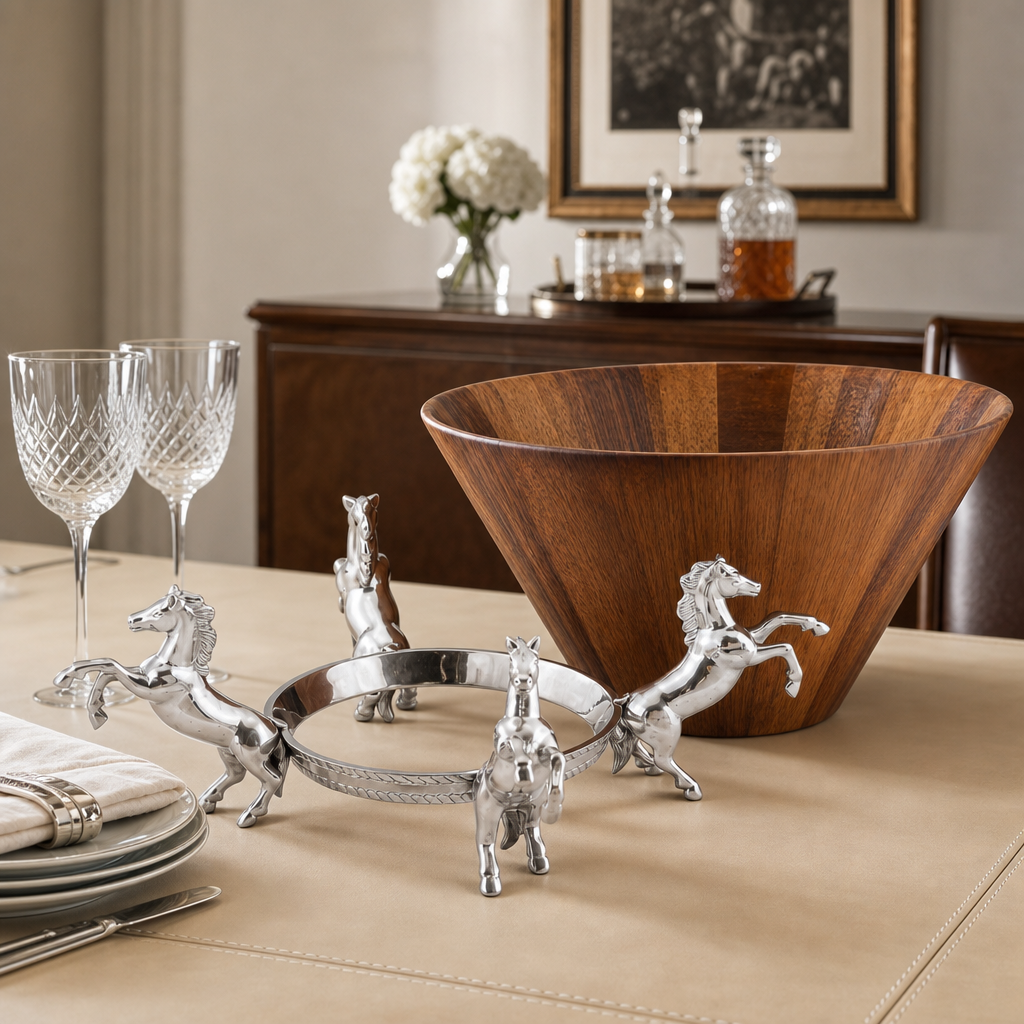 Horse Wood Tall Salad Bowl