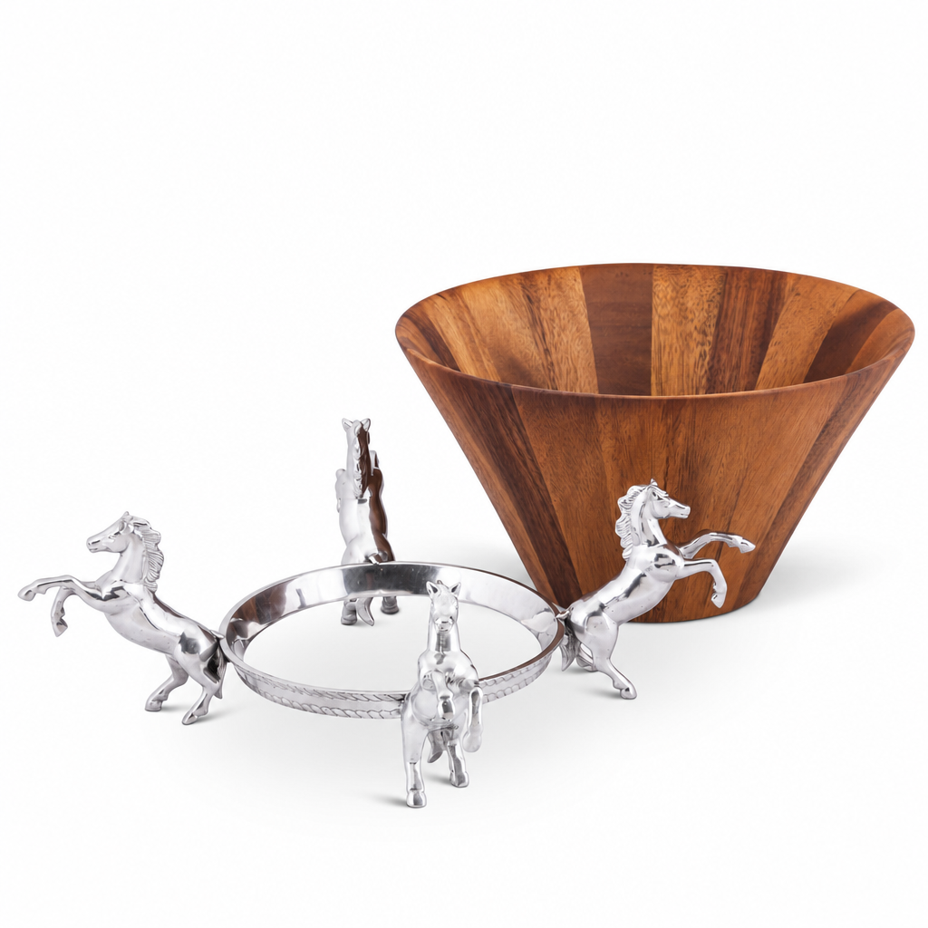 Horse Wood Tall Salad Bowl