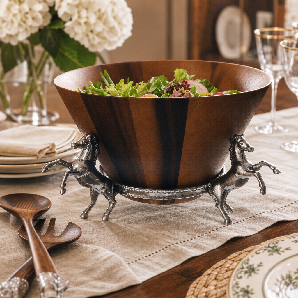 Horse Wood Tall Salad Bowl