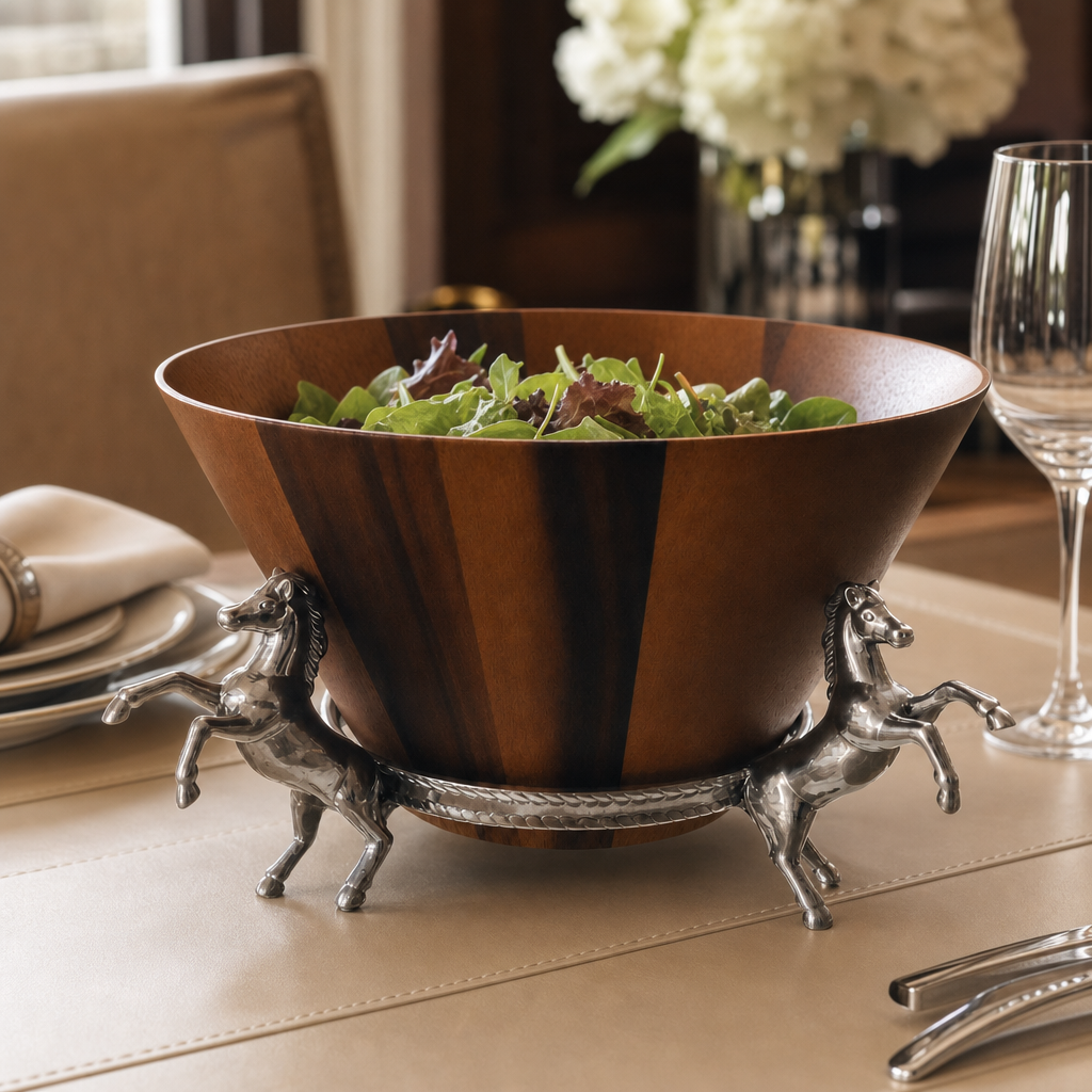 Horse Wood Tall Salad Bowl