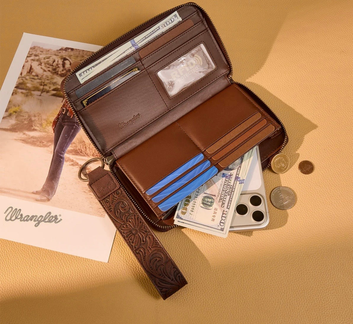 Wrangler Aztec Woven Zip Around Wallet with Wristlet