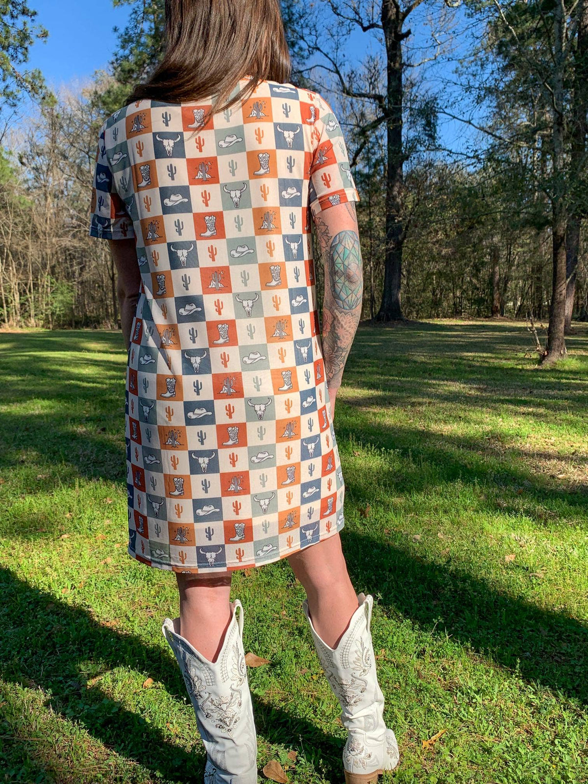 Checkered Charm Mesh Dress