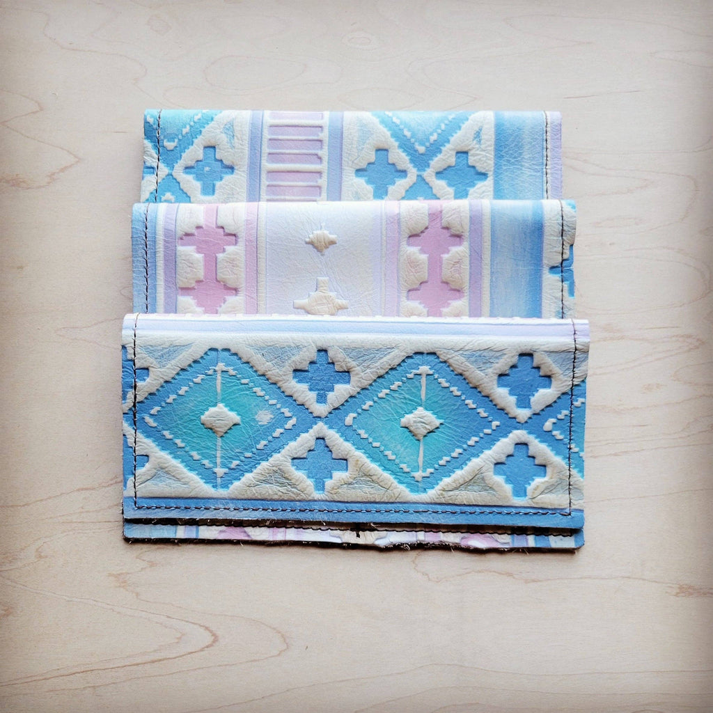 Embossed Leather Wallet-Pastel Navajo