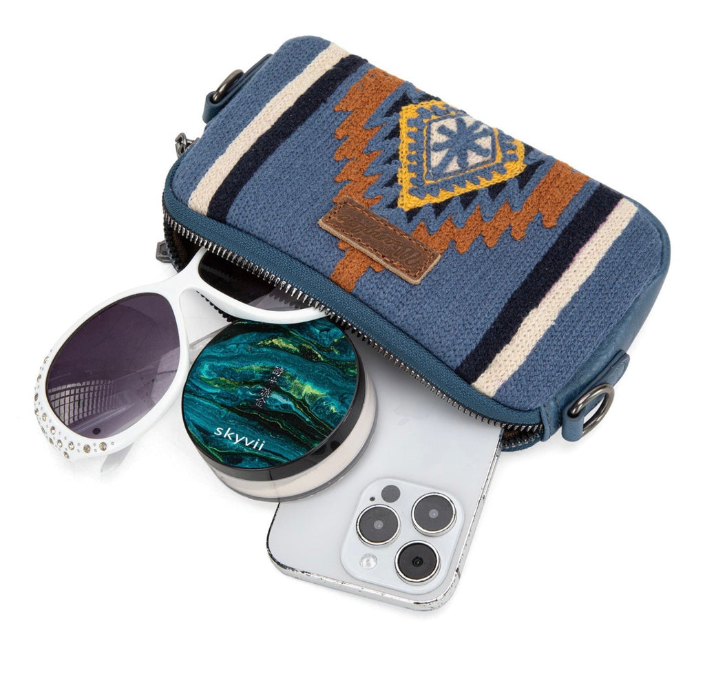 Wrangler Southwestern Knitted Mini Crossbody/Wallet - Jean