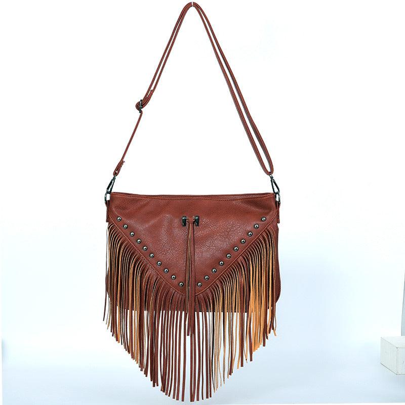 Trendy Riveted Tassel Shoulder Bag Model Trb01 Everyday Carry With Tassels
