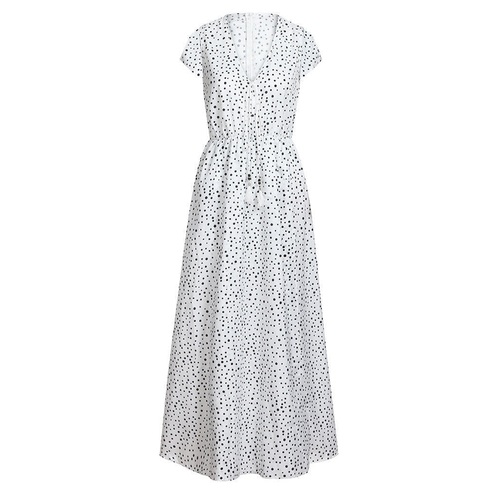 Sunset Dreams Polka Dot Boho Dress Casual Daywear Model 01
