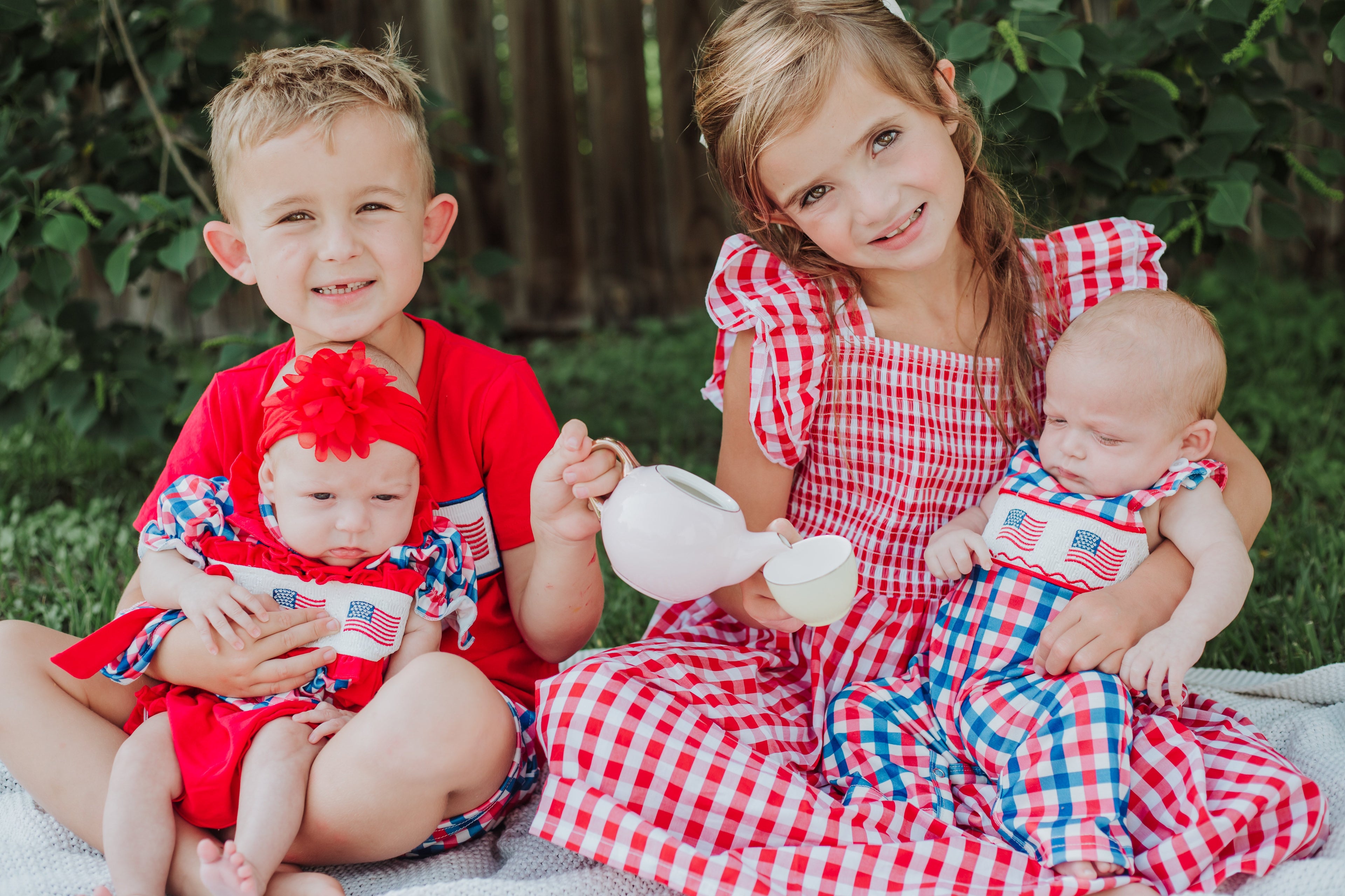 Summer Plaid Smocked Ruffle Girl Dress Sibling Outfits
