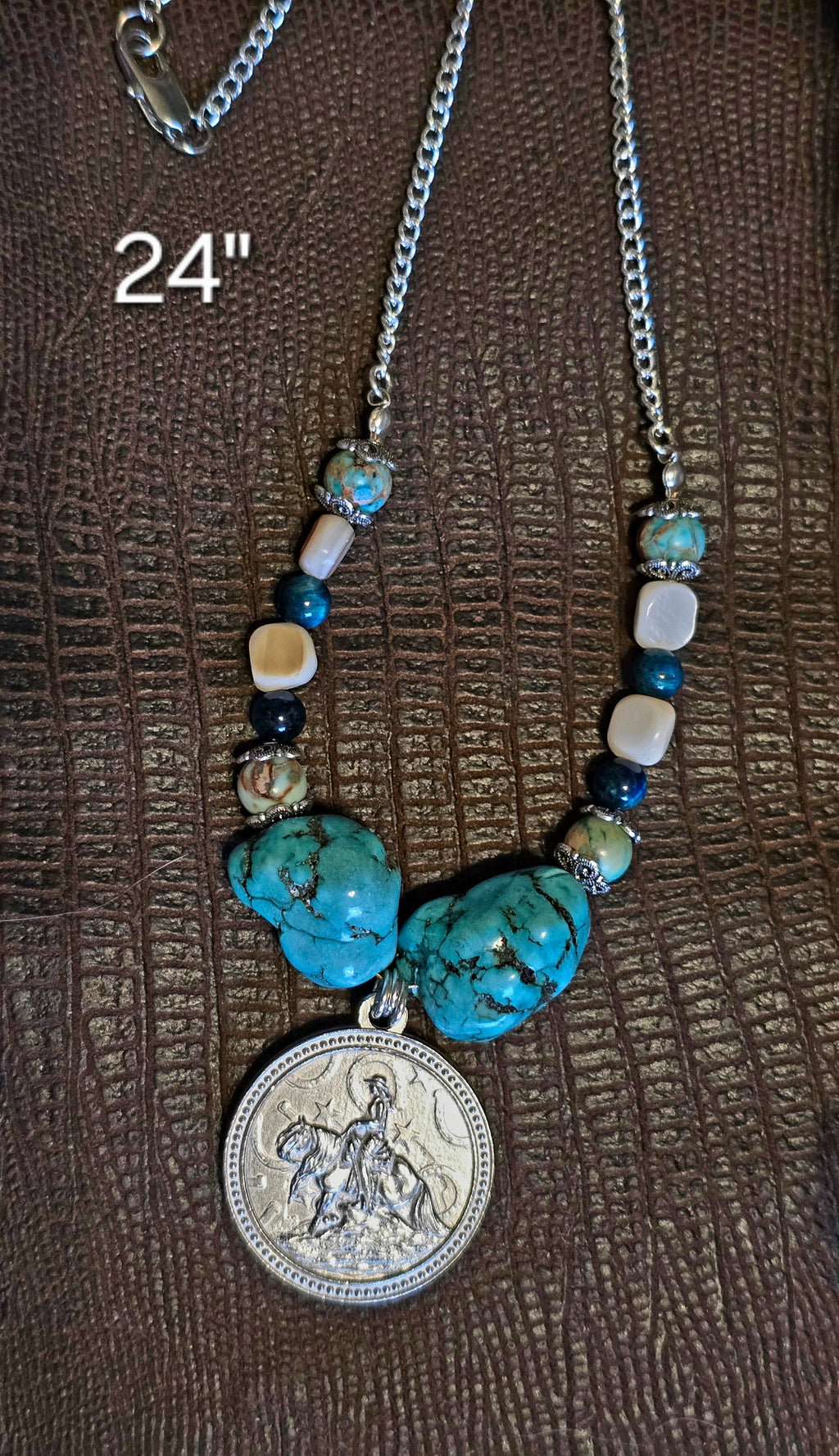Cowgirl Reiner Pendant Necklace, Turquoise Nuggets & Imperial Jasper