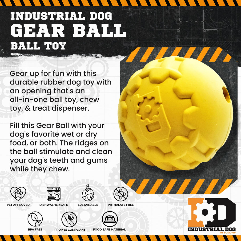 SodaPup Industrial Dog Ball Ultra Durable Rubber Chew Toy For Heavy Chewers USA
