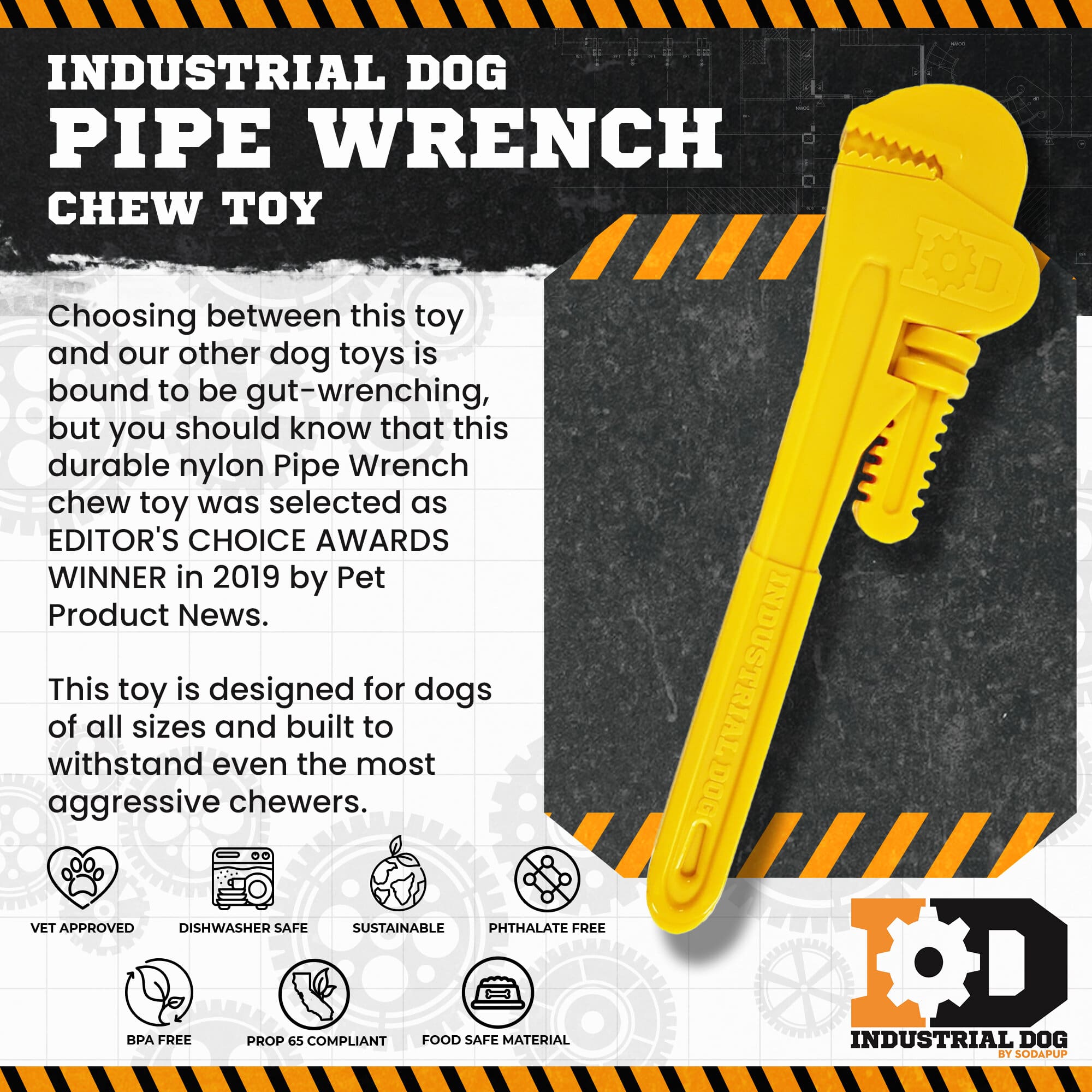 SodaPup Pipe Wrench Nylon Dog Toy For Aggressive Chewers