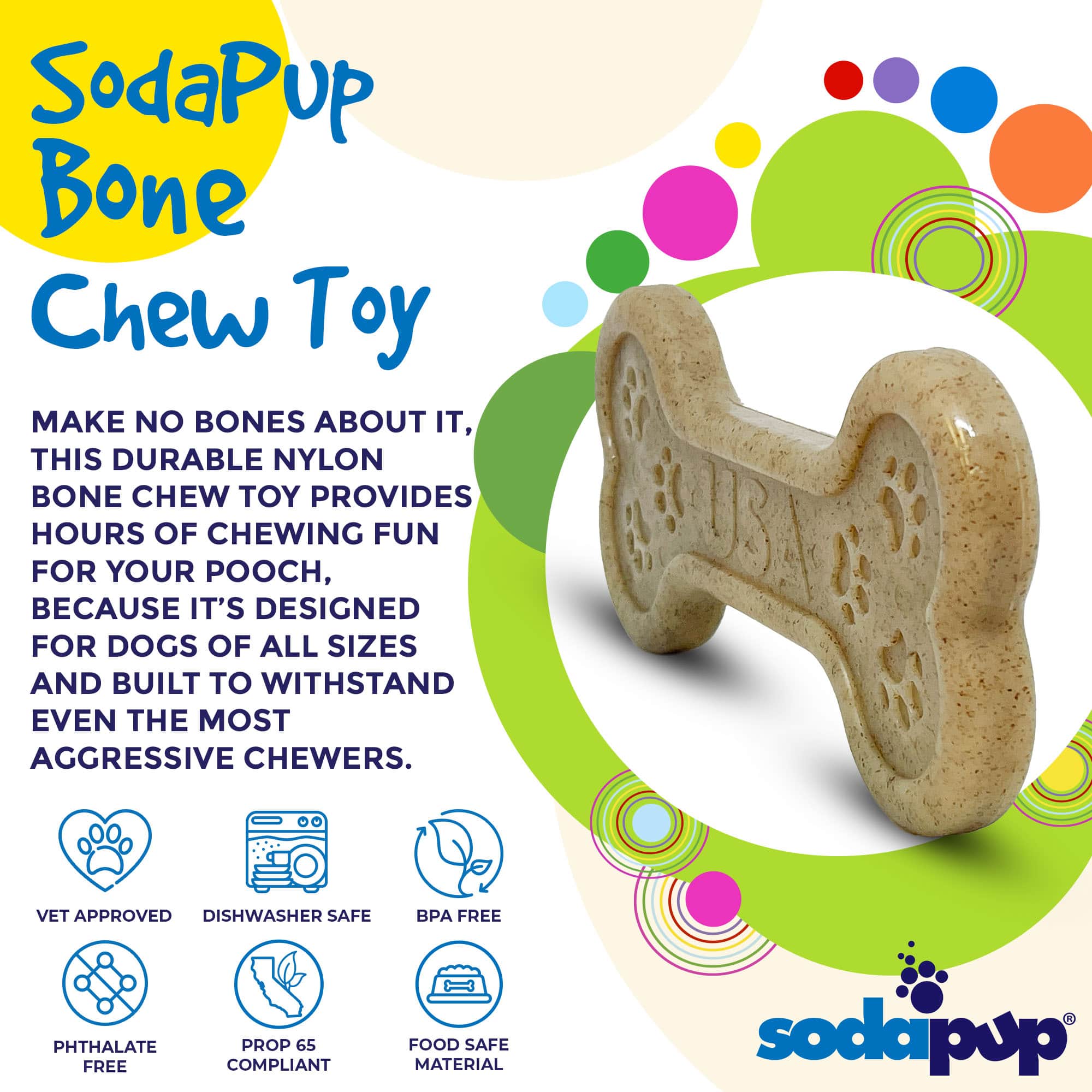 SodaPup Bone eChew Nylon Dog Chew Toy for Aggressive Chewers