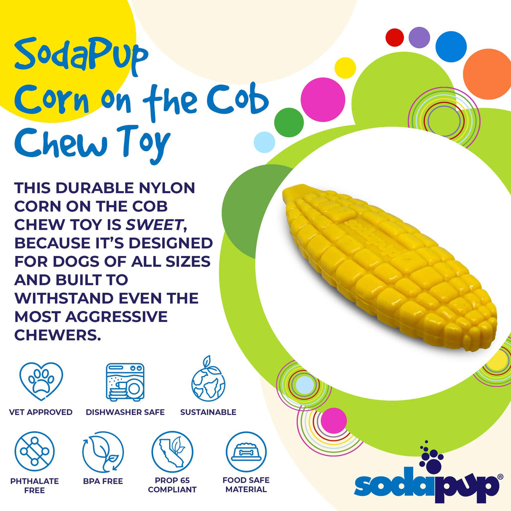 SodaPup Corn on the Cob Nylon Dog Toy for Aggressive Chewers United States Made