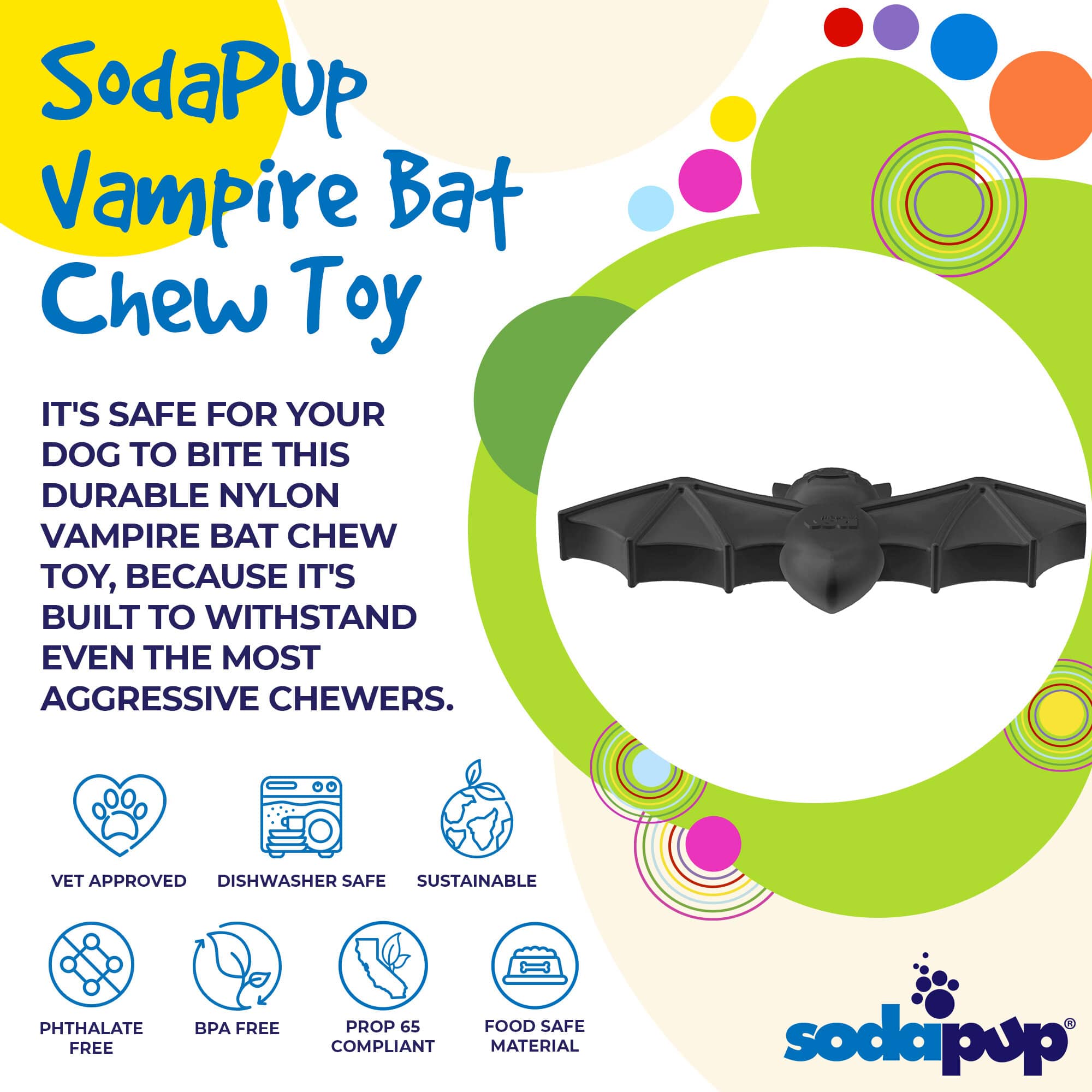 Spooktacular Vampire Bat Nylon Dog Chew Toy For Aggressive Chewers