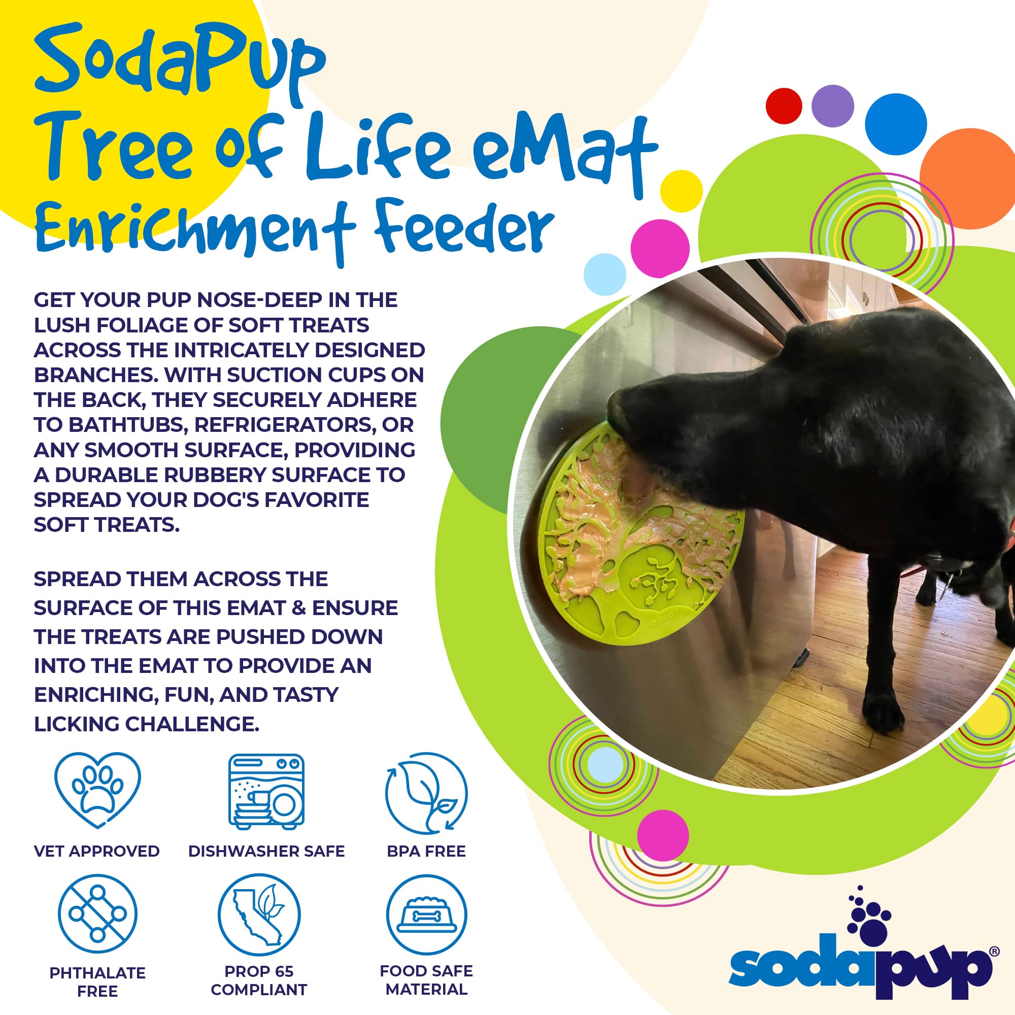 Tree of Life eMat - Enrichment Lick Mat For Dogs and Cats - With Suction Cups | Tree Design | USA Made