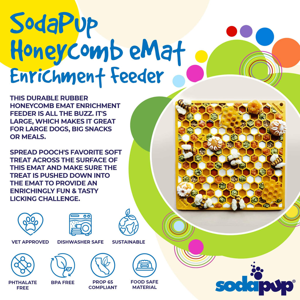 SodaPup Honeycomb eMat Enrichment Lick Mat For Dogs And Cats