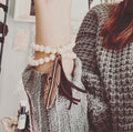 Double Strand Pearl Bracelet With Copper Feather