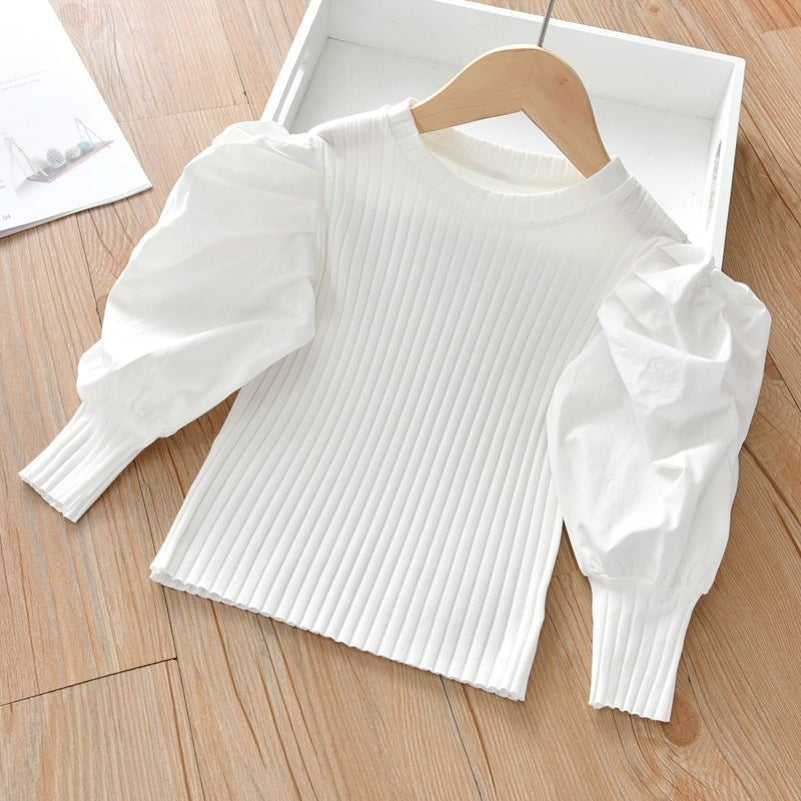 Girls Western Style Long Puff Sleeved Shirt