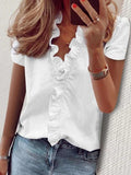 Cowgirl Chic Ruffle Top Rt01 Casual Short Sleeve Shirt