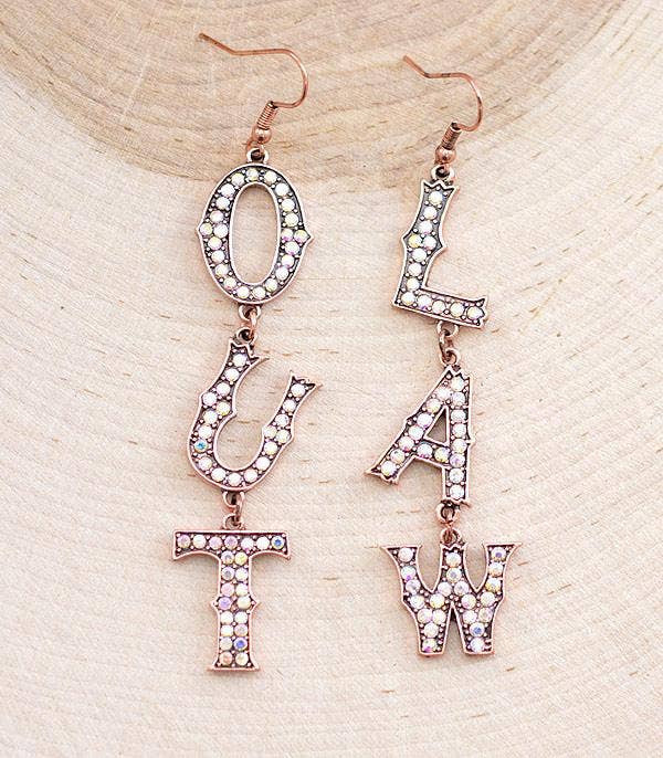 Rhinestone Outlaw Earrings: Copper