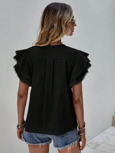Ruffle Cap Sleeve Blouse for women– Elegant Top for Work & Everyday