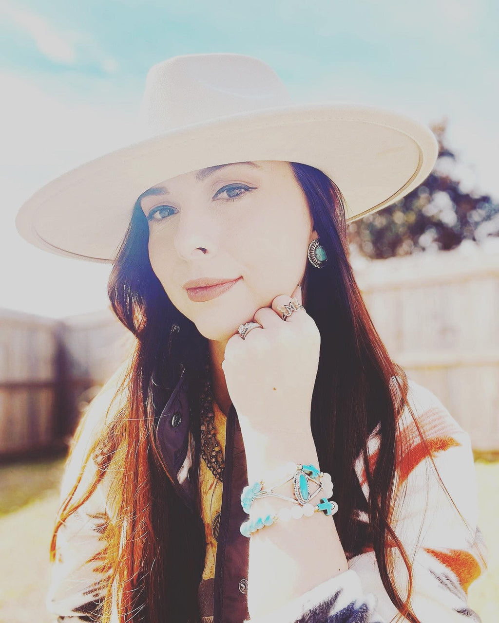 Felt Hat w/ Turquoise Leather Hat Band