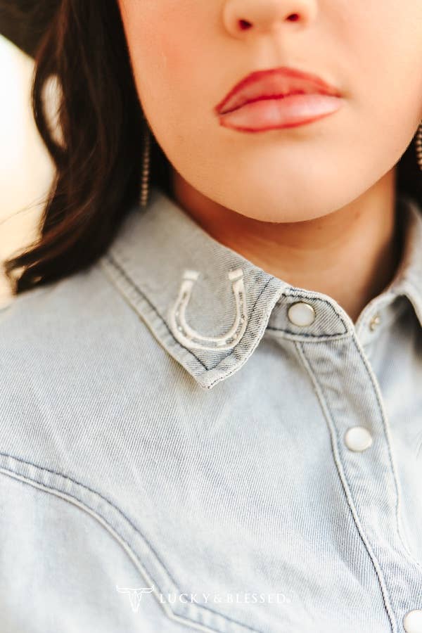 Sunfaded Pearl Snap Top