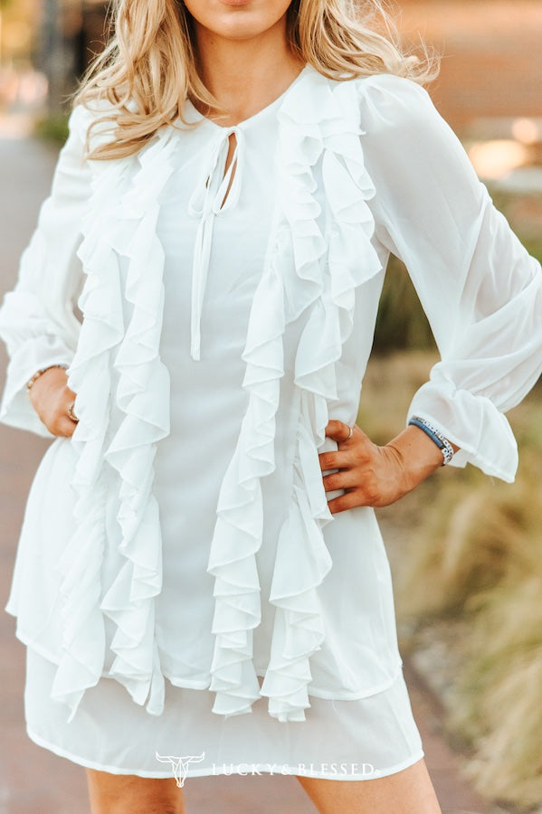 Wildheart Ruffle Dress-White