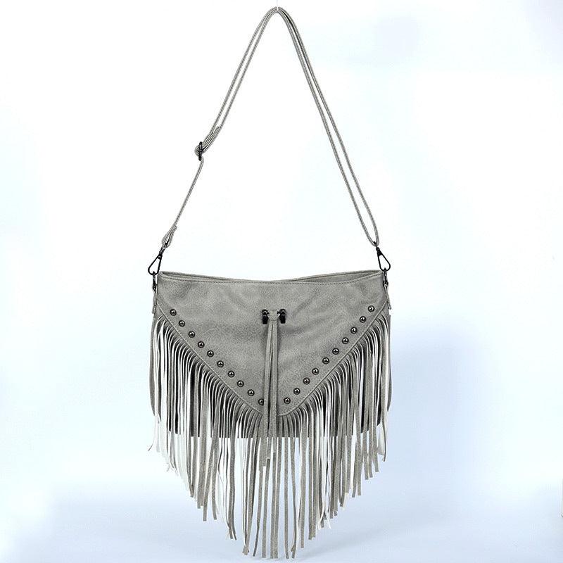 Trendy Riveted Tassel Shoulder Bag Model Trb01 Everyday Carry With Tassels