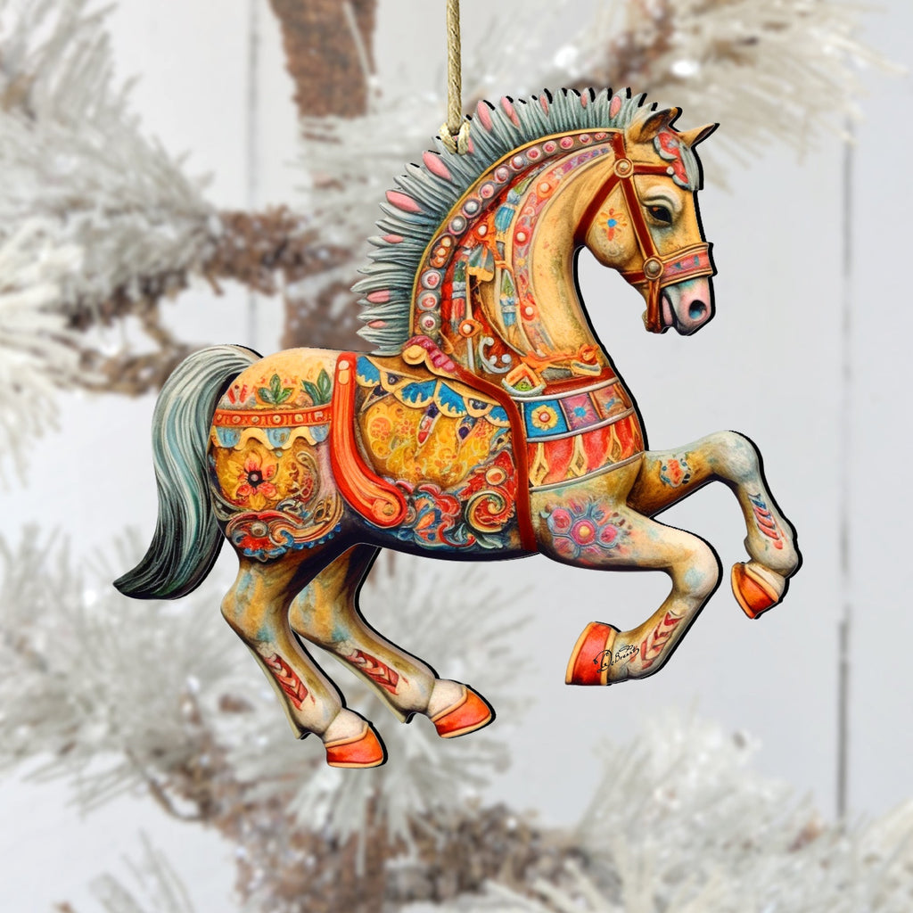 Ornamental Horses Wooden Ornaments Set of 3 by G. Debrekht - Christmas Decor - 8100193S3