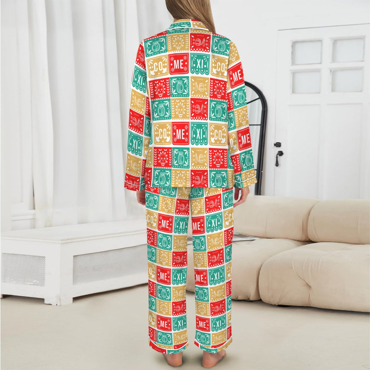 Baha Ranch Colores De Mexico Picado Womens Satin Pajamas