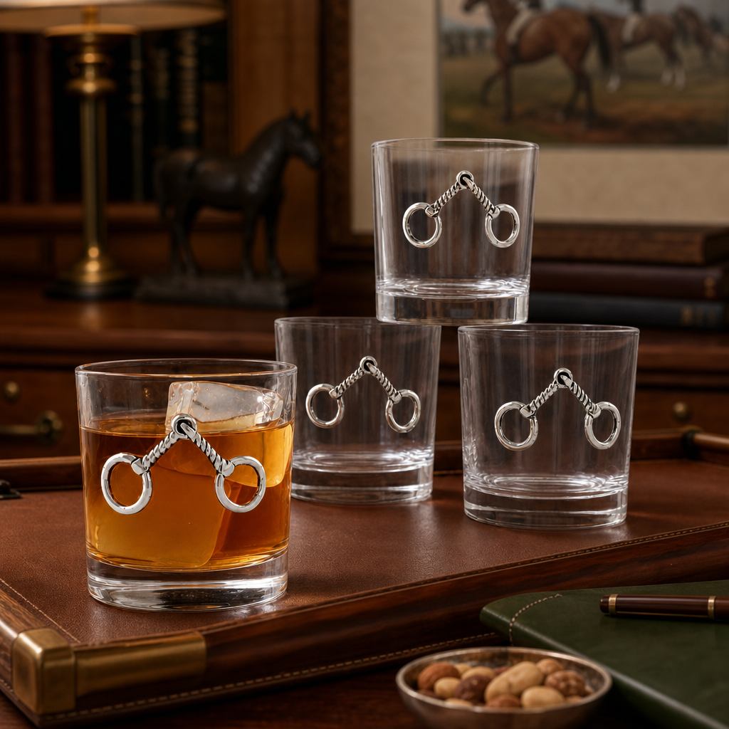 Equestrian Bit Bar Glasses Set of 4