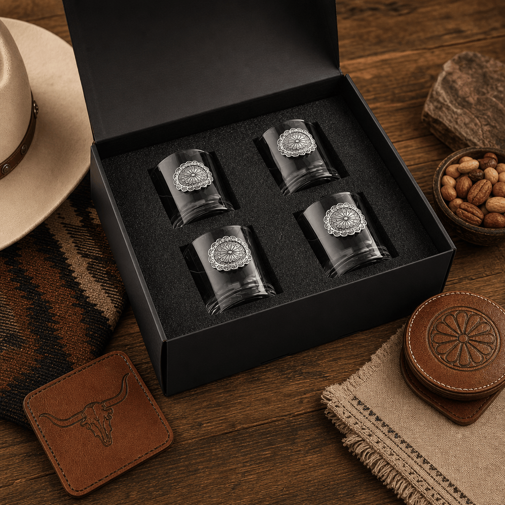 Western Concho Bar Glasses Set of 4