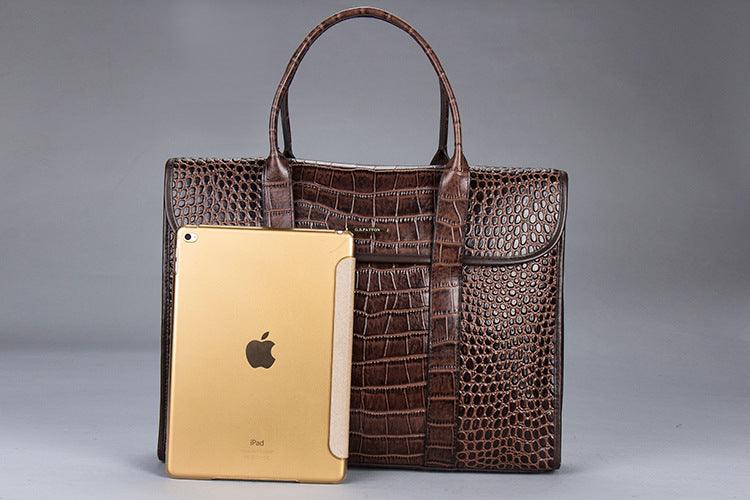 Exotic Croco Leather Laptop Bag For Women Model CL-01