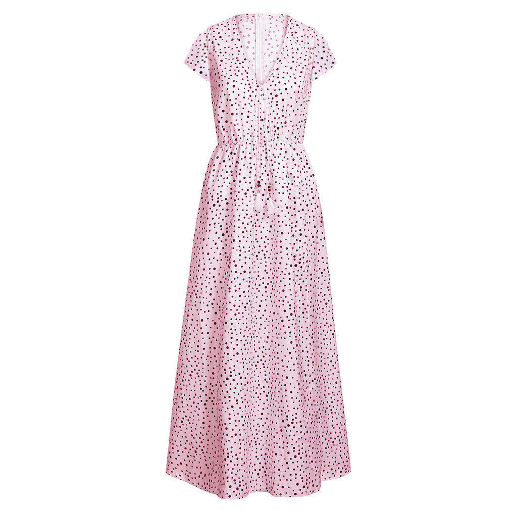 Sunset Dreams Polka Dot Boho Dress Casual Daywear Model 01
