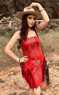 Crimson Trail Fringe Dress