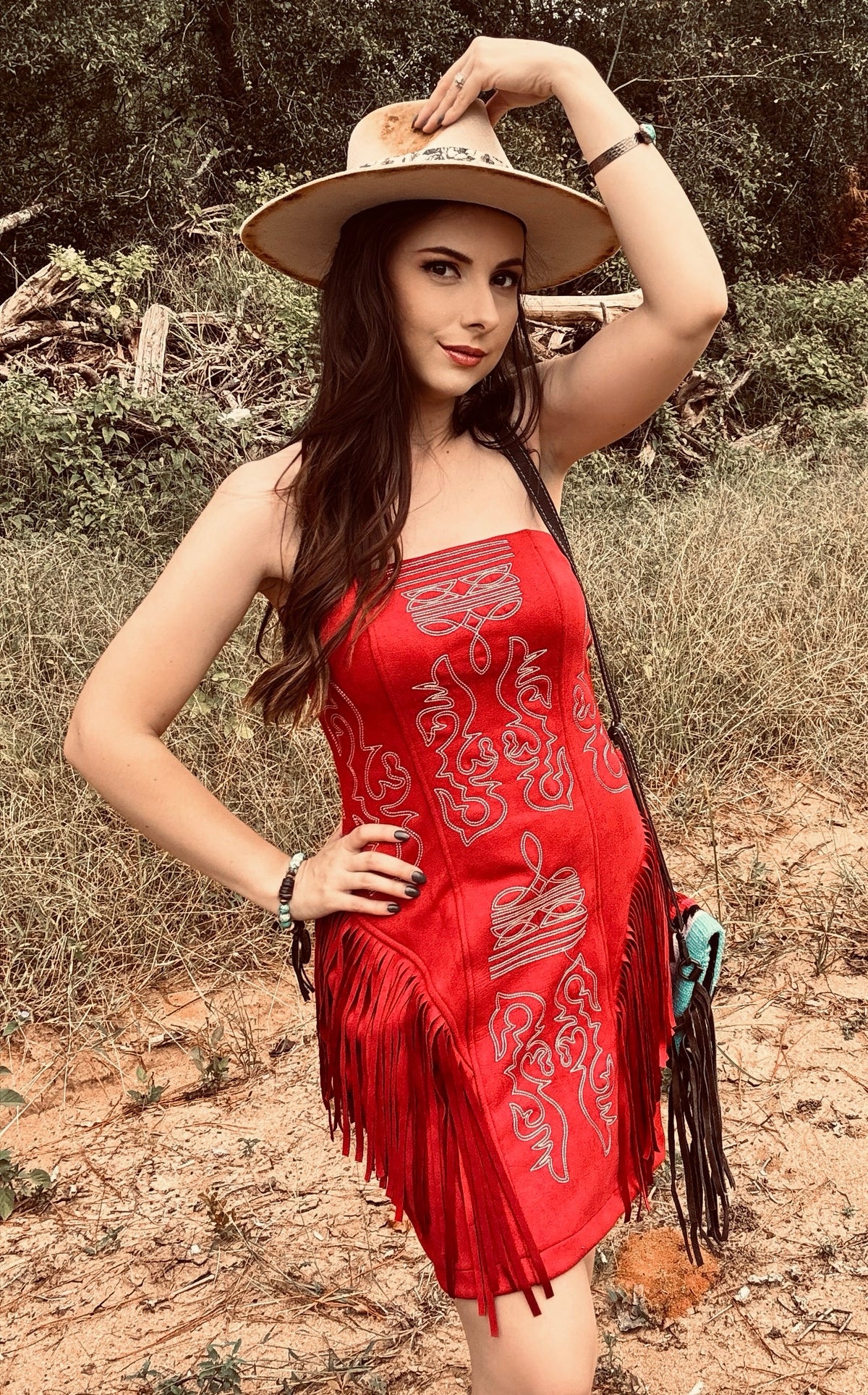 Crimson Trail Fringe Dress