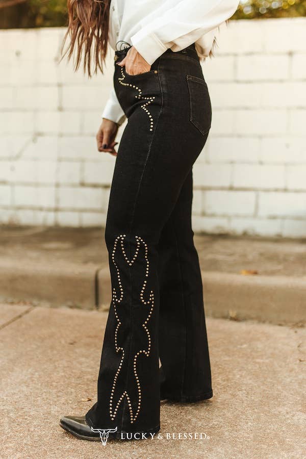 Studded Stitch Bootcut Jeans