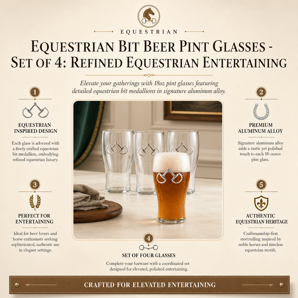 Equestrian Bit Beer Pint Glasses - Set of 4