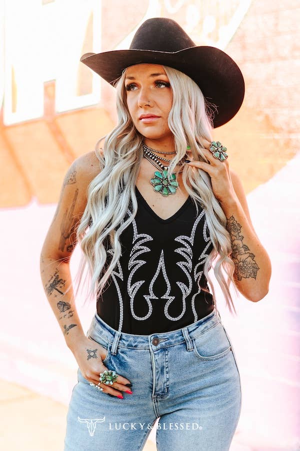 Boot Stitch V-Neck Bodysuit